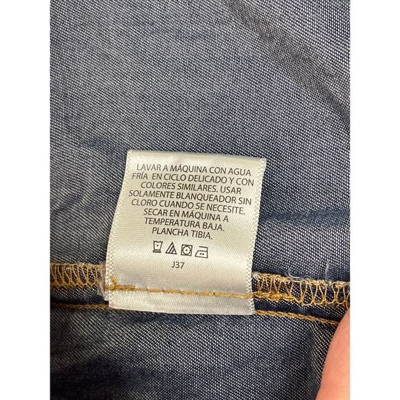 Time and Tru Denim Roll Up Sleeve Knee Length Collared Dress Pockets XL 16/18 - Picture 7 of 11